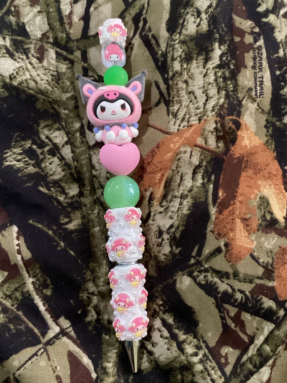 Hand beaded Sanrio my melody and Kurami beaded pen